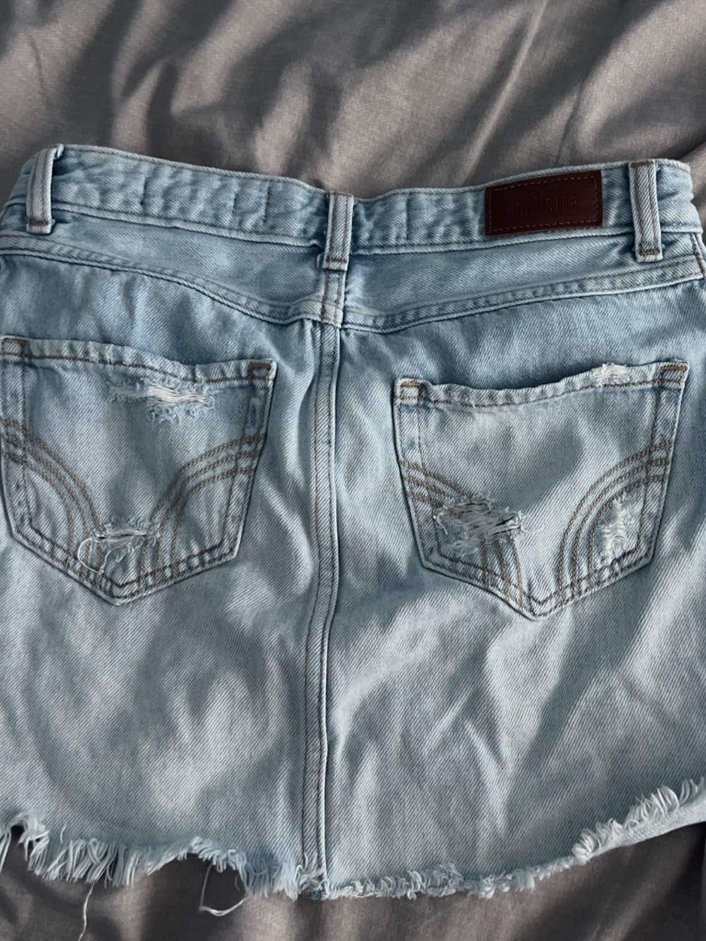 Hollister Distressed Light Blue Denim Mini Skirt - Picture 2 of 2